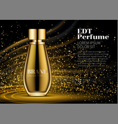 Woman Parfume Realistic Gold Bottle Mockup