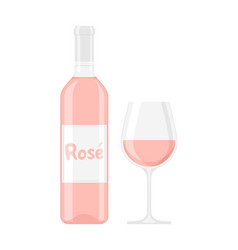 A Bottle And A Glass Of Rose Wine On A White