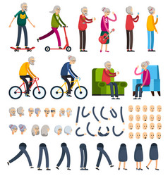 Elderly People Orthogonal Constructor Icons