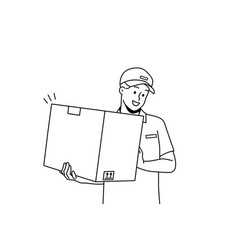 Smiling Deliveryman With Box In Hands