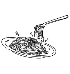 Spaghetti Dish Hand Drawn Outline Style