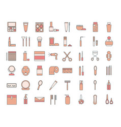 Cosmetics And Hygiene Line Icons Set