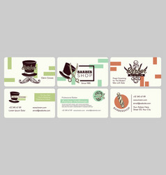 Barber Shop Company Emblem At Business Card Set