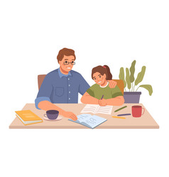 Dad Helping Daughter With Homework