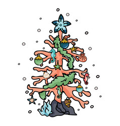 Cute Coral Reef Christmas Tree Cartoon