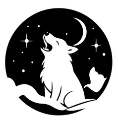 Cute Wolf In The Night Sky For Your Design