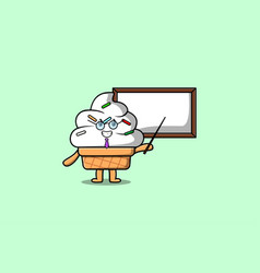 Cute Cartoon Ice Cream Teacher With Big Whiteboard