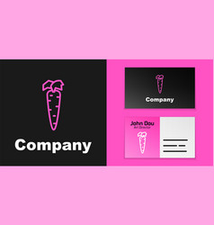 Pink Line Carrot Icon Isolated On Black Background