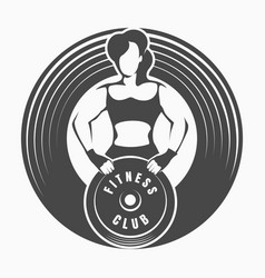 Fitness Emblem With Woman Holding Barbell Weight