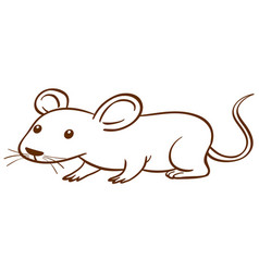 Rat In Doodle Simple Style On White Background