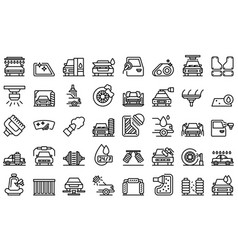 Automated Car Wash Icons Set Outline Car