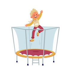 Boy Jumping On Trampoline