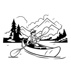 Man In A Kayak On A Mountain River