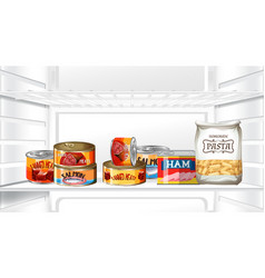 An Inside The Refrigerator With Canned Food