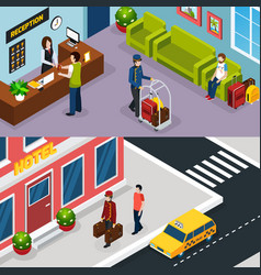 Hotel Service Isometric Banner Set