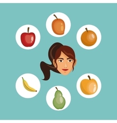 Person Surrounded Assorted Healthy Food Icons