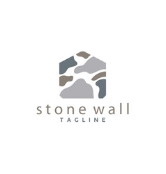 Simple Stone Wall Logo Design Template Symbol