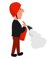 Man With Fire Extinguisher On White Background