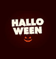 happy halloween text logo with pumpkin vector image vector image