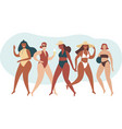 various body positive girls wearing swimwear vector image vector image