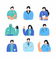 collection of doctors and nurses wearing face mask vector image