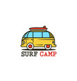 surf bus with surfing boards retro van vector image