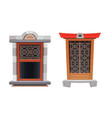 chinese window temple or fortress architecture vector image