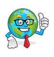 businessman earth mascot wearing glasses and tie vector image