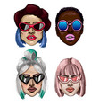 trendy fashion girls with sunglasses vector image