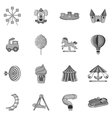 amusement park icons set black monochrome style vector image