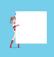 japanese asian woman looks out from behind poste vector image