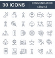 set line icons communication service vector image