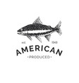 drawing trout in seafood packaging logo vector image