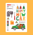 happy new car typography poster vector image