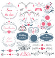 romantic hand drawn wedding graphic set vector image