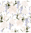 pattern white roses flowers and violet vector image vector image