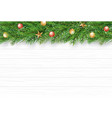 christmas with fir branch on white wooden vector image