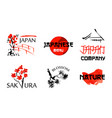 logo templates set with asia landscapes buildings vector image vector image