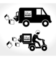 fast deliver with motorcycle messenger and truck vector image
