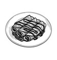 ink sketch crepes with chocolate cream filling vector image