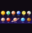 cartoon solar system space planets moon sun vector image vector image