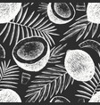 coconut with palm leaves seamless pattern hand vector image
