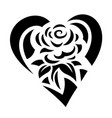 tribal tattoo art with rose in the heart shape vector image