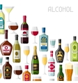 alcohol drinks background design bottles glasses vector image