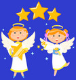 children in angel costumeswith with stars fly vector image