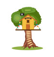 children tree house with playing equipment flat vector image