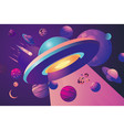 ufo cartoon background space vector image