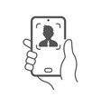 human hand holding smartphone taking photo vector image vector image