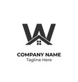 logogram w with house element vector image