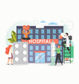 tiny doctors providing medical assistance to woman vector image